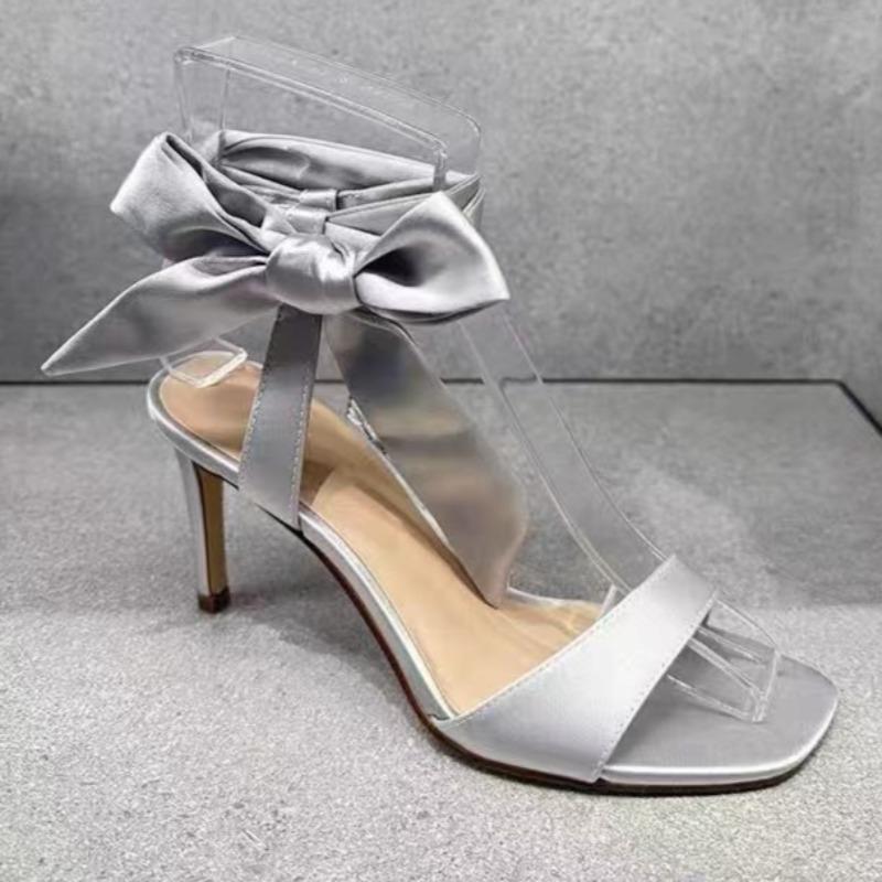 

Літні нові дизайнерські сандалі з відкритим носком, прості суцільні кольори, елегантні сукні, вечірні тапочки, жіночі туфлі на високих підборах з пряжкою 40 срібний