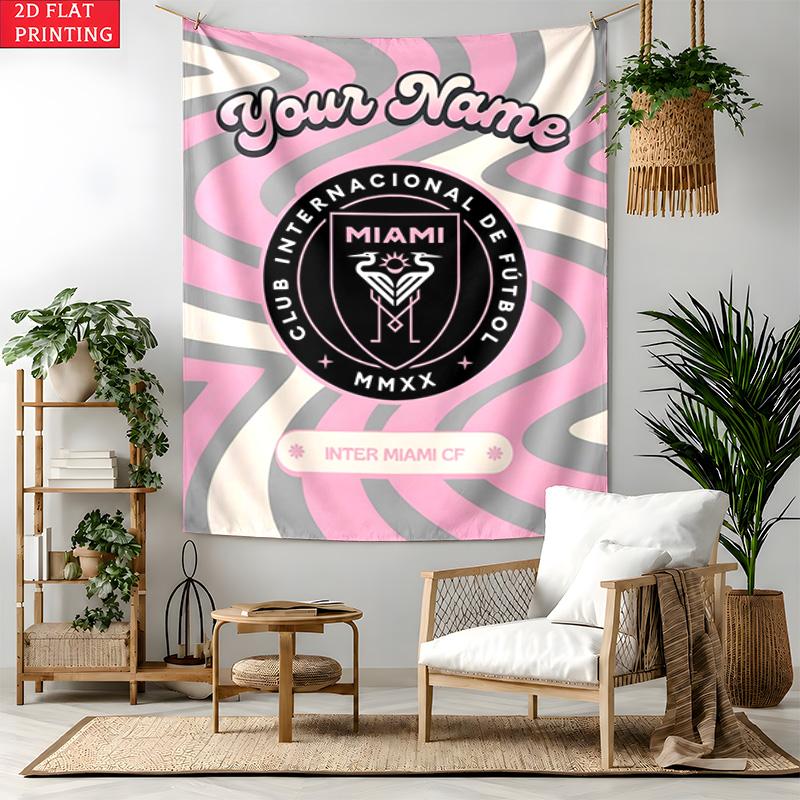 Inter de Miami Custom Name Tapestry Personalized Wall Art Hanging Bohemian Home Decor for Bedroom Dorm Living Room