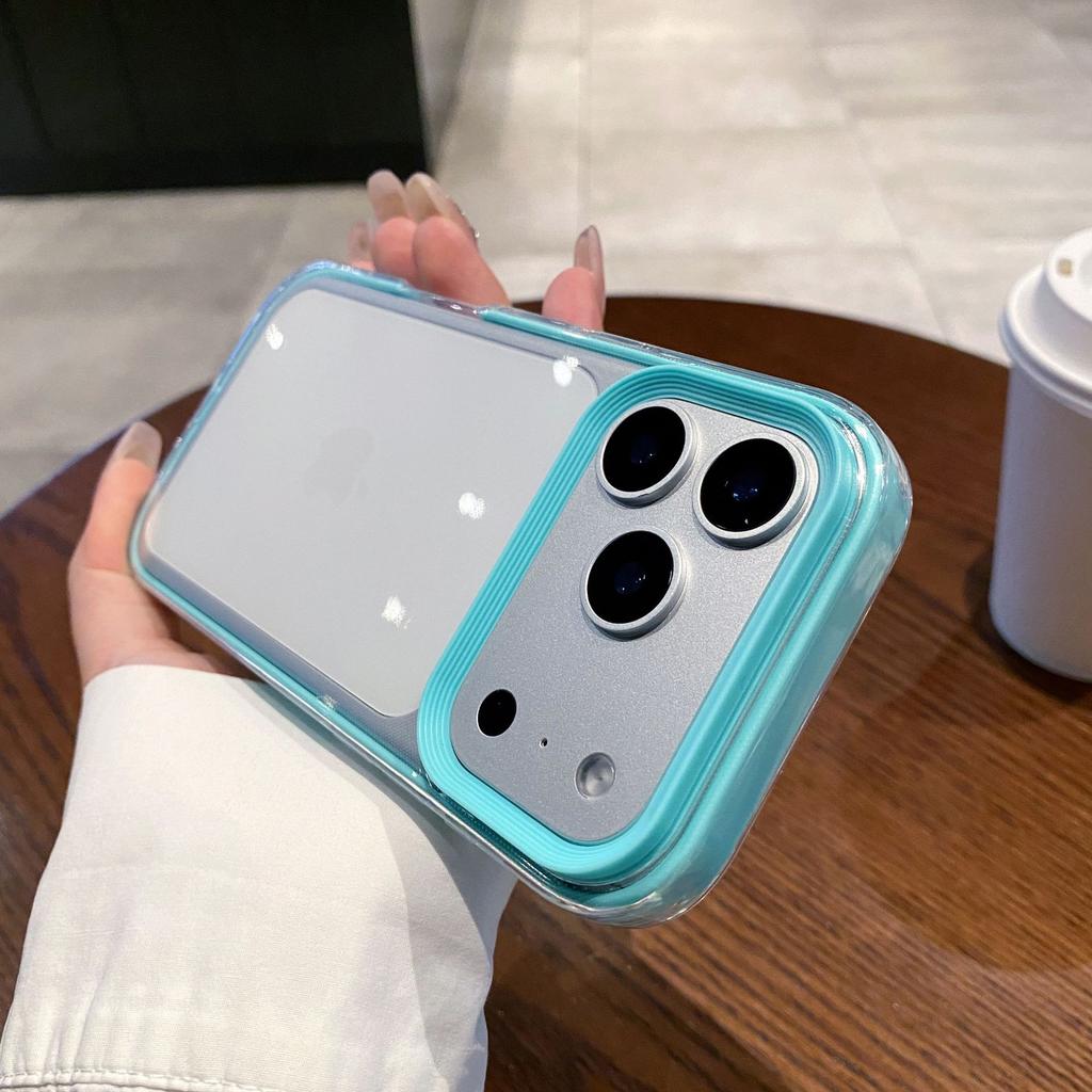 Simple and transparent 3-in-1 candy-colored frame, suitable for iPhone16Pro Max Apple 17 mobile phone case 14/15.