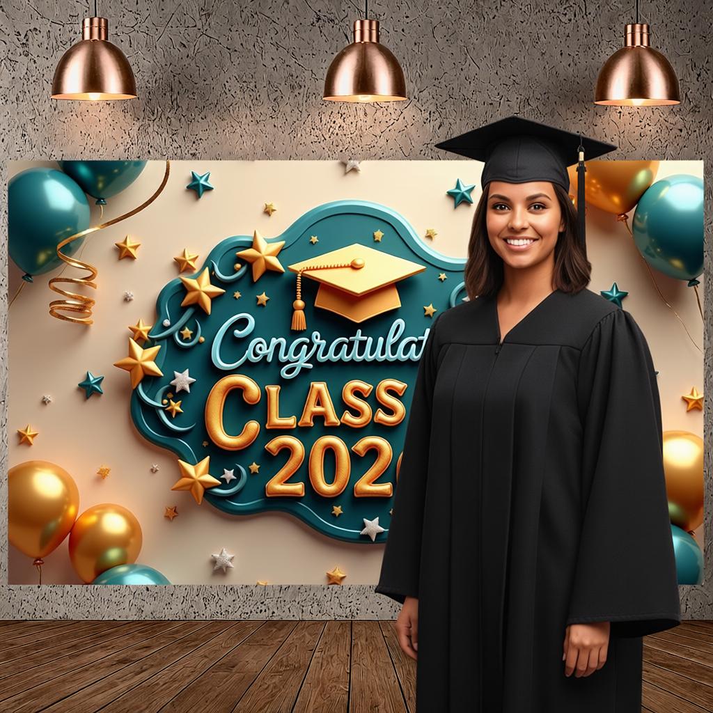 Congrats Background Balloon Decor Graduation Celebration Banner Graduation Decoration Display Elegant Design For Graduation
