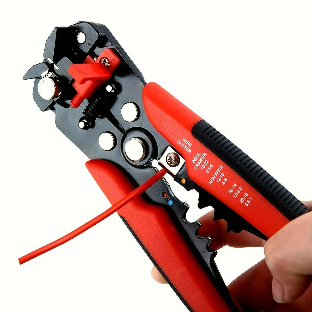1PC Electrician Automatic Wire Stripper, 24-10 AWG 0.2-6mm² Multi-Function Cable Stripping Crimping Cutting Pliers