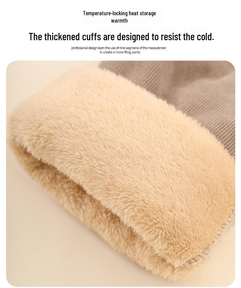 Thick Fleece-Lined Lambswool Pants for Seniors – Warm Cotton, Plus Size, Ideal for Moms and Grandmothers.