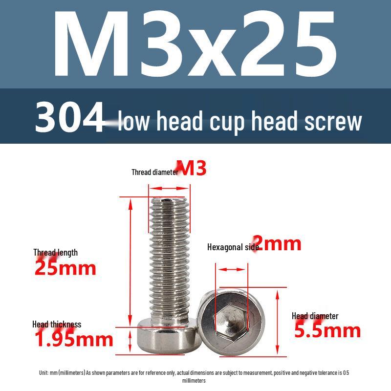 304 Edelstahl Flachkopf Innensechskant Maschinenschrauben M3-M10