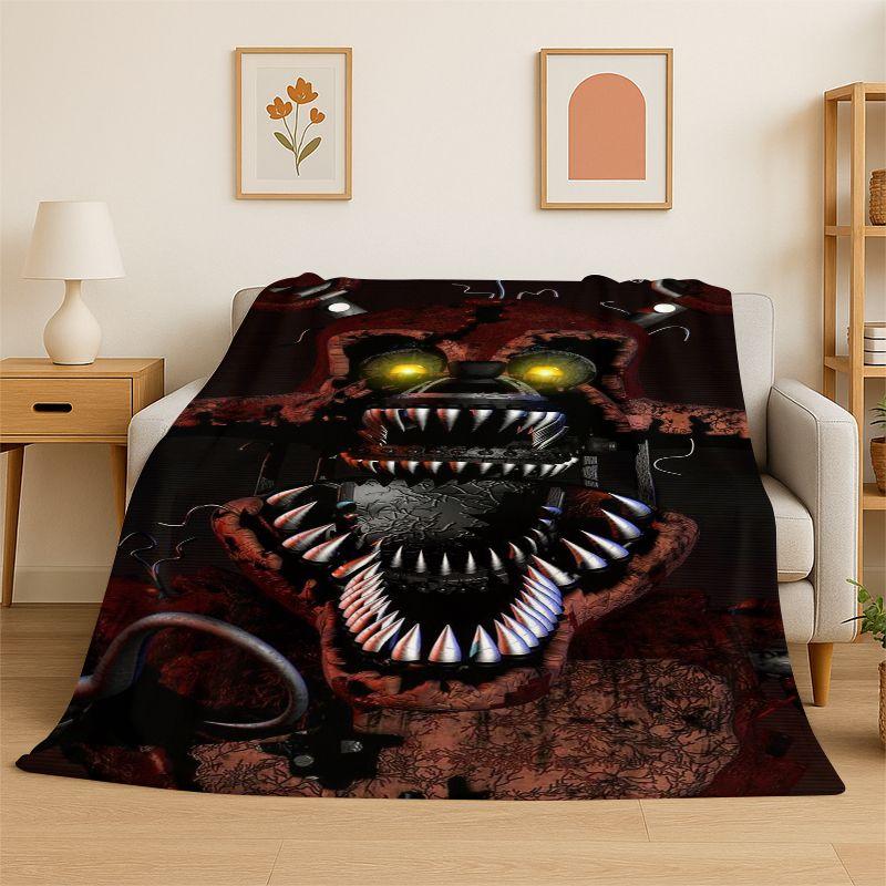 Coperta morbida in flanella F-FNAF Freddy per giochi horror, Coperta calda e accogliente per letto, divano, sofà, camera da letto, soggiorno, viaggi, picnic
