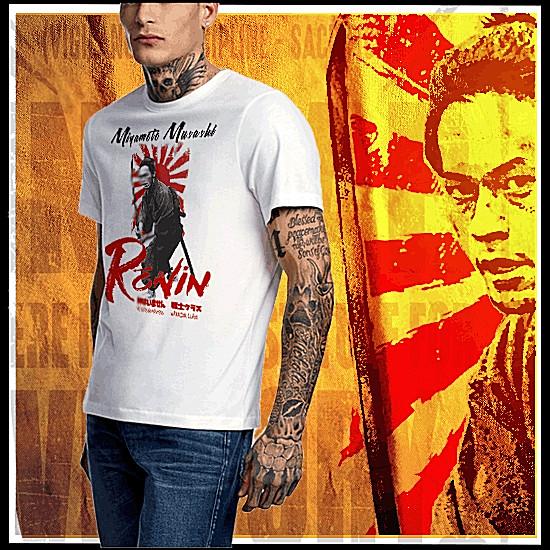 

Samurai T-Shirt deadly warrior with sword Bushido Code Japanese steel miyamoto 4XL