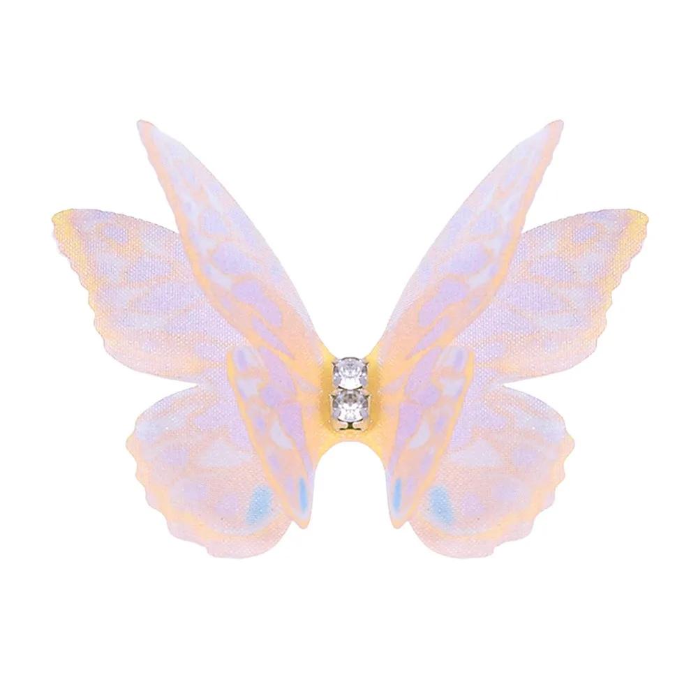 50 Stück 3D Organza Stoff Schmetterlings-Applikationen Doppellagige Chiffon Schmetterlings-Stickerei-Aufnäher Handgefertigte Haarnadel-Accessoires