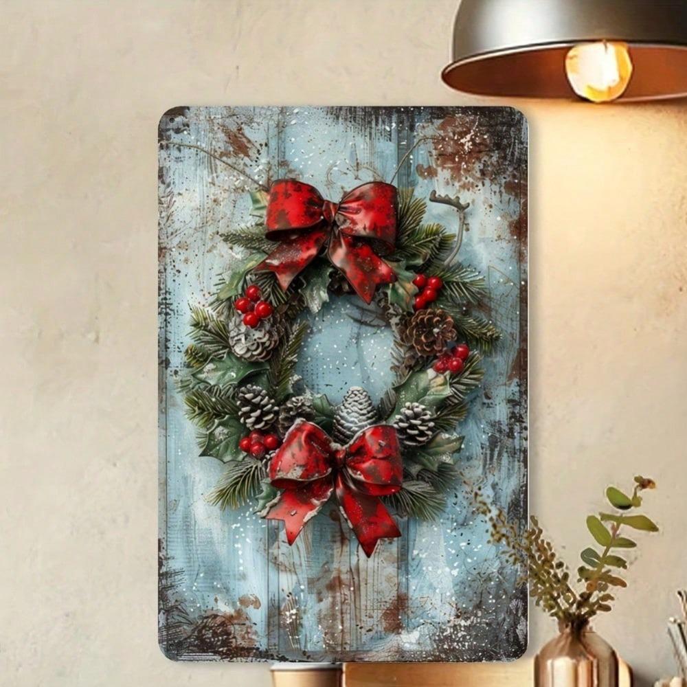 Merry Christmas Vintage Metal Tin Sign 8x12 Inch Durable Iron Wall Art for Home Bar Cafe Garage Decor Pre-Drilled Holes Easy Hang