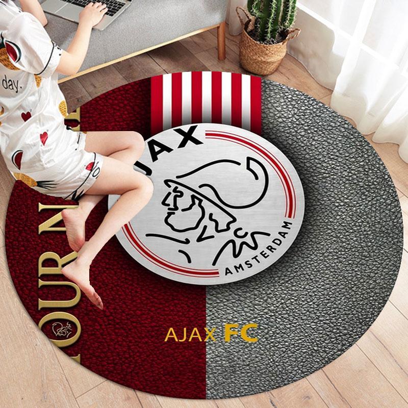 AFC Ajax Custom Name Round Area Rug,Carpet Rug for Living Room Bedroom Sofa Playroom Decor,Non-slip Floor Mat