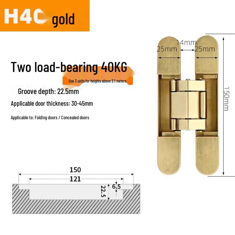 Adjustable 180° Concealed Door Hinges for Inward/Outward Opening Wooden Doors