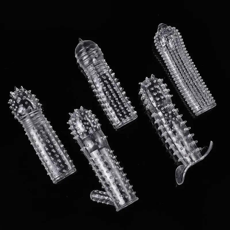 Preservativo a Manicotto per Pene per Uomini Stimolazione Punto G Ritardo Eiaculazione Particellato Preservativi Riutilizzabili Sesso
