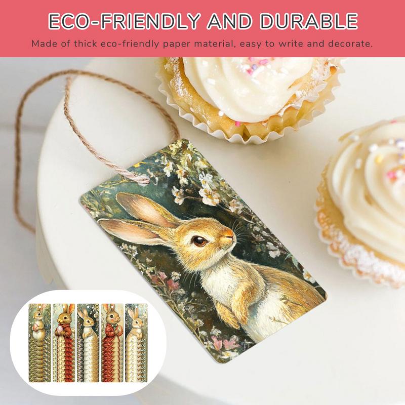 Easter Basket Tags Holiday Bag Label Set Of 50 Festive Bunny Treat Bags Tags For Kids Easter Parties Spring Crafts With String