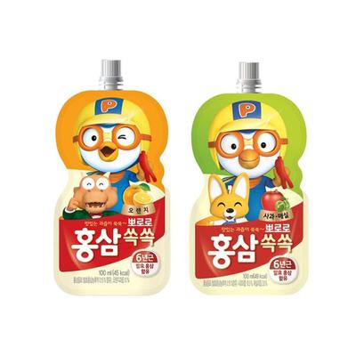 PALDO Pororo 6-year-old Fermented Red Ginseng Children's (apple Plum, Orange) 2 Flavors 100 Ml × 10 Packs