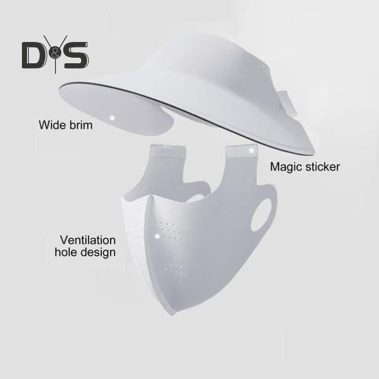 Sunscreen Face Guard Ice Silk Breathable Holes Sun Protection Hat Wide Brim Design Fastener Tape Face Guard
