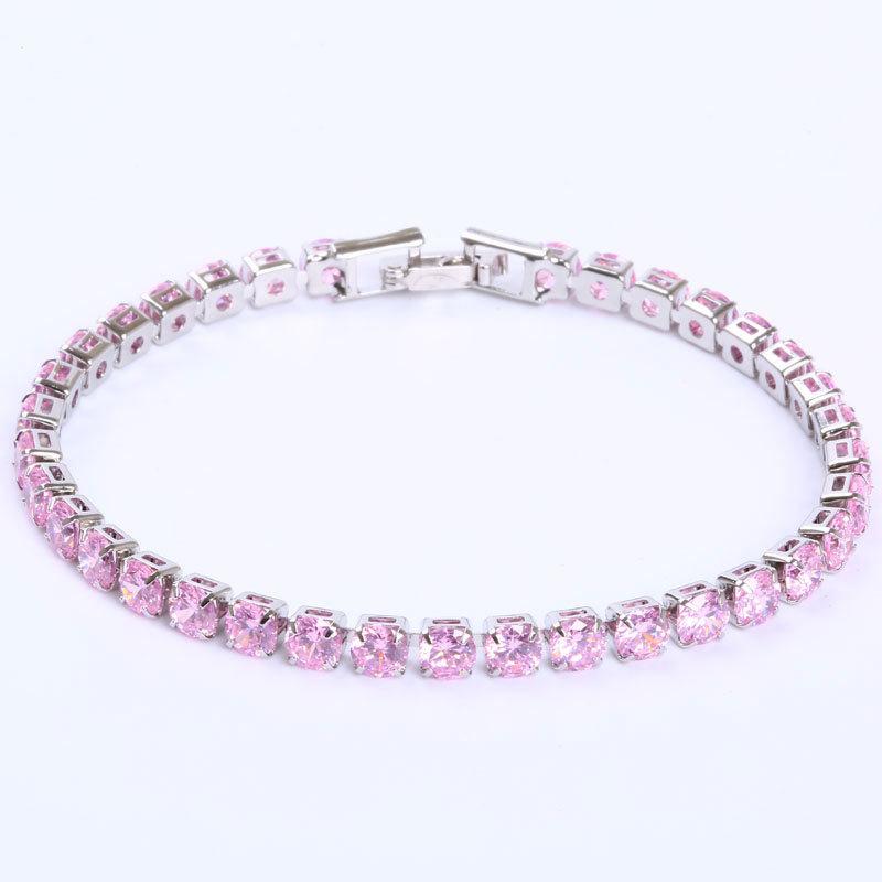 2025 New Fashion Green Crystal Friendship Bracelets Bangles for Women Silver Color Round Zircon Charm Bracelet Braclet Gifts