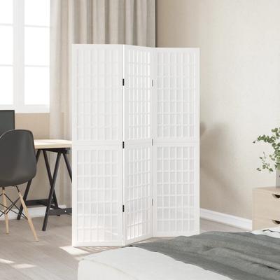 3 Piece Room Divider White Solid Paulownia Wood
