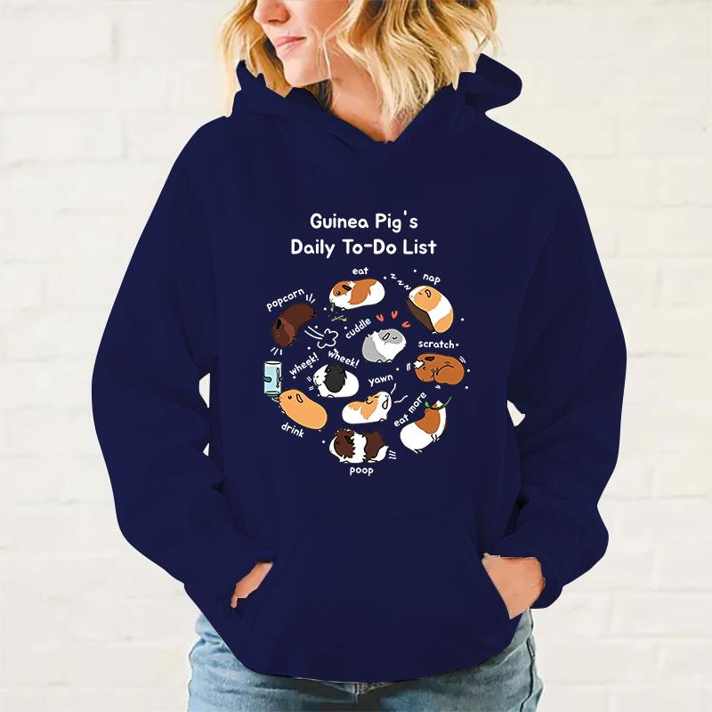 Funny Guinea Pig Daily To Do List Print Hoodie Fashion Women Men Casual Pullover Hoodies Ladies Sweatshirt