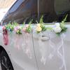 Elegant Blue Bridal Car Mirror Plant Ornament Synthetic Cloth Arrangement For Outdoor Wedding Event