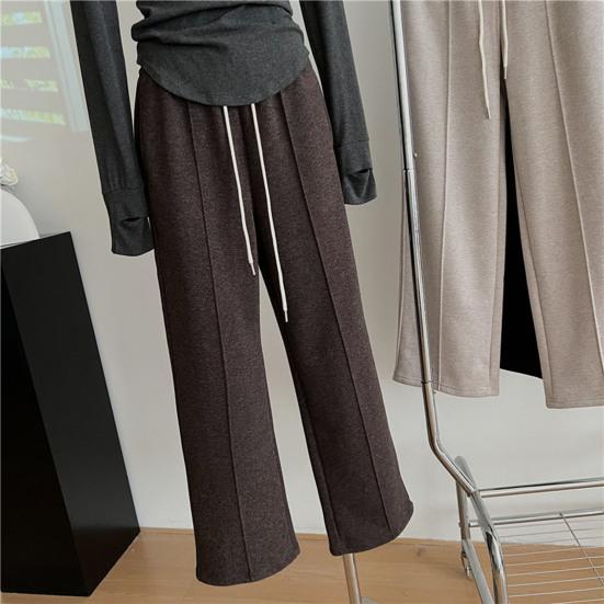 Dambyxor Raka Vida Ben Dragsko Elastisk Midja Lediga Byxor med Fickor Enfärgad