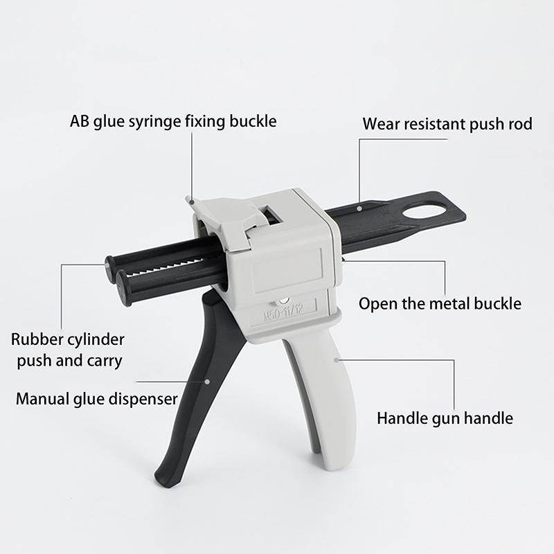 Ab Epoxidová tavná pistole 50ml Cartridge Applicator Univerzální Dvoukomponentní Rukojeť Těsnicí Pistole Vhodná pro Smíšené 1:1/2:1/10:1