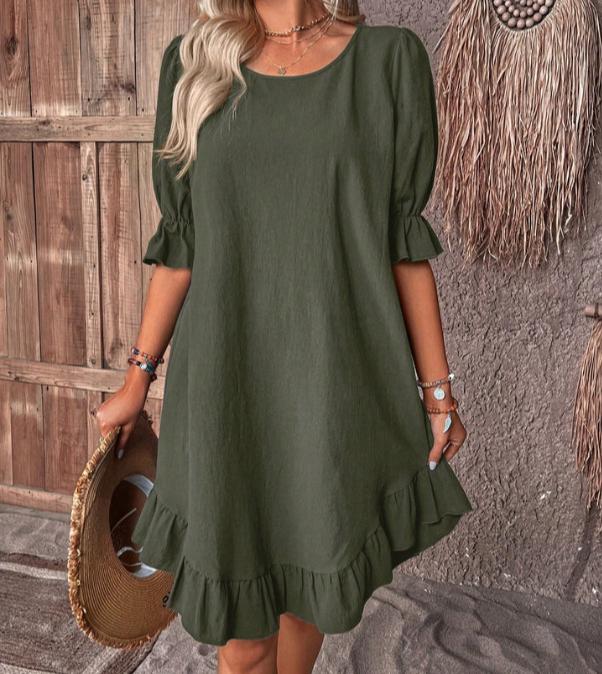 Plus Size Casual Volné Mid šaty pro ženy Letní elegantní vintage šaty A-Line Dámské bavlněné lněné šaty