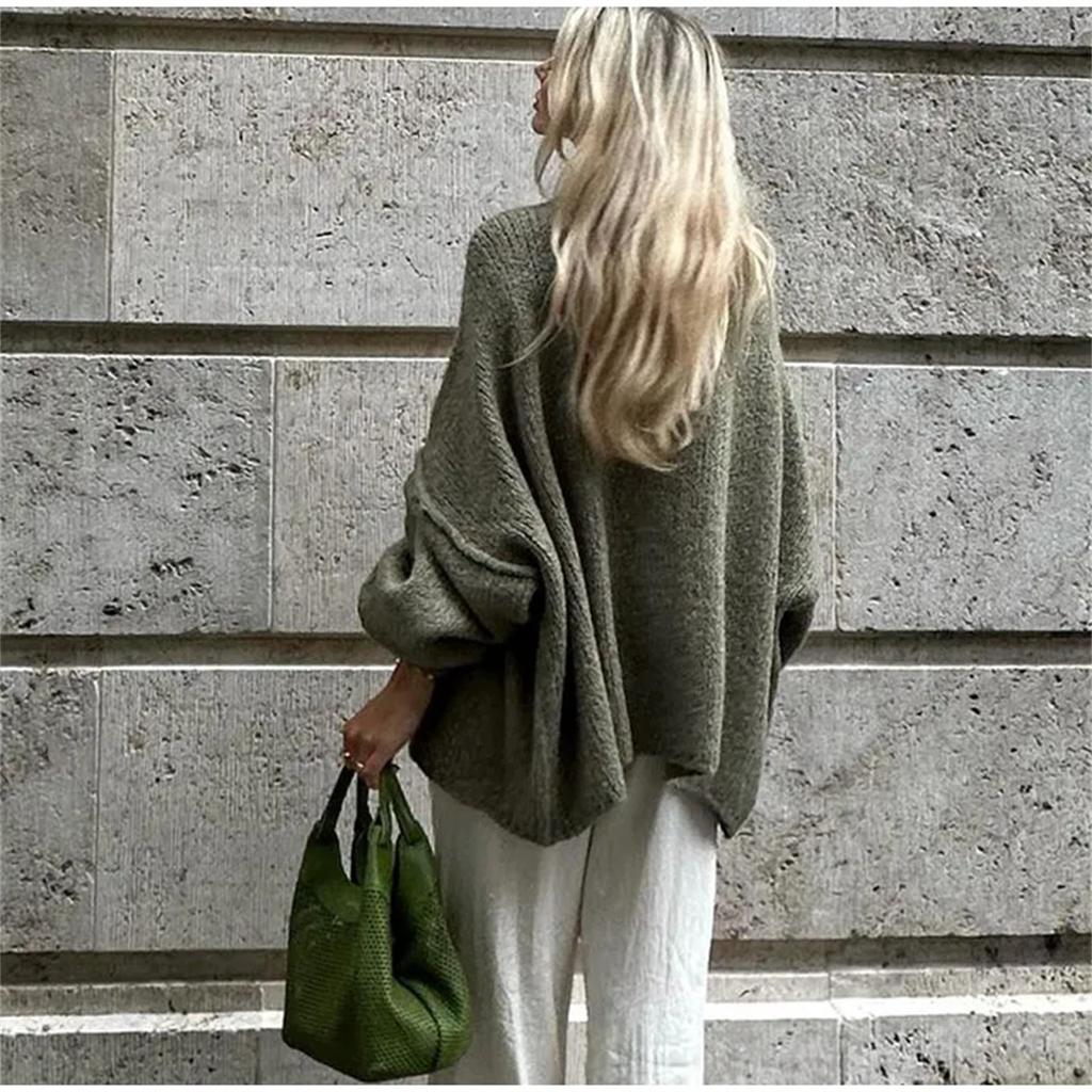 Fashion Loose Sweater for Women O-neck Metal Button Cardigan Single Breasted Autumn Winter Casual Coat Female Outfit Tops