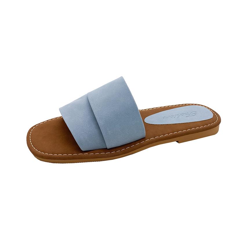 2024 summer new flat-bottomed niche simple one-word cool slippers female soft-soled fairy wind open-toed beach shoes