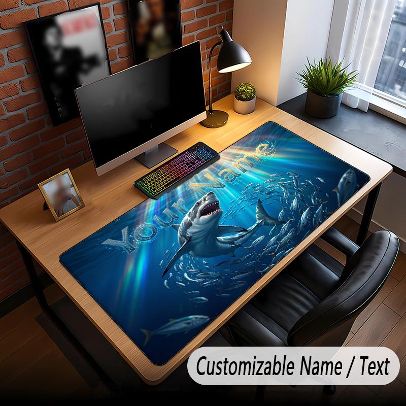 Fish Ocean Theme Custom Mouse Pad Personalized With Name Text Customized Desk Mat For Office Home Decor