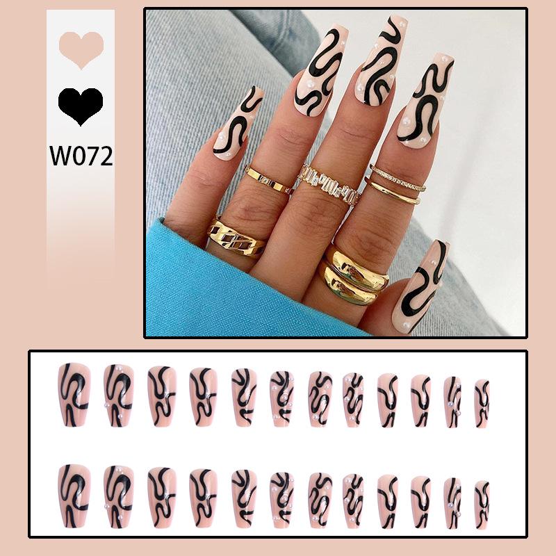 

Европейские и американские трансграничные наклейки для ногтей Press-On Spicy Girl с жемчужной линией, готовые наклейки для нейл-арта Glue Type