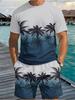 Men's 2 Piece Set Hawaiian Palm Tree Print Men's T-Shirt Shorts Set Casual Men's Short Sleeve Top Outdoor Beach Men's Short