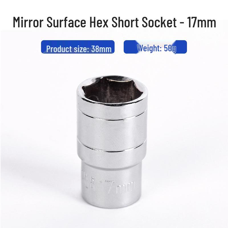 Electric Ratchet Wrench with Mirror Surface, Short Sleeve, and Inner Hex Socket, Chrome Vanadium Steel
