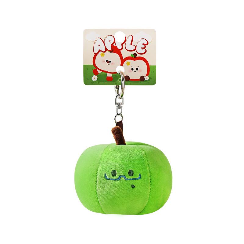 Soft Fufu Plush Stuffed Fruit Apple Pendant Fashion Keychain Cute Cartoon Red Apple Backpack Decor Keychain For Birthday Gift