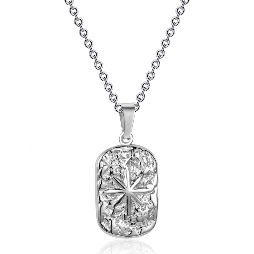 Non Fading Compass Pendant Necklace Silver Color Geometric Pendant Necklace  for Men Women