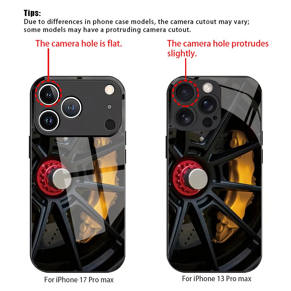 Wheel tempered glass mobile phone case suitable for iPhone 17/16/15/14/13/12/11Pro Max all-inclusive anti-fall back cover HD