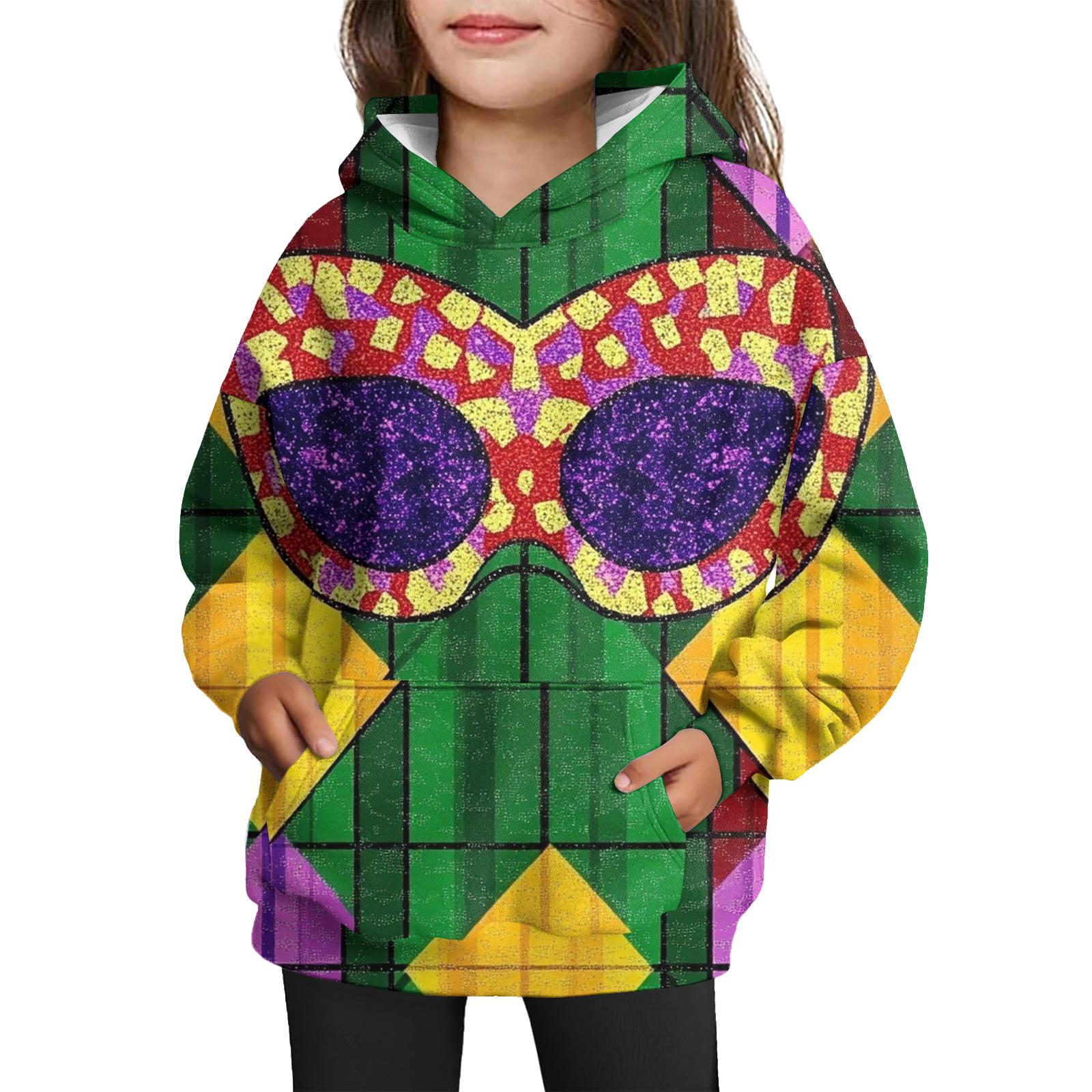 

Girls Hooded Tie- Sweatshirt - Pullover Print Top Carnival Day 150