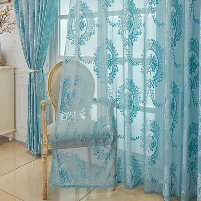 1pc Embroidery Beige Tulle Curtains for Living Room Blue Elegant Floral Voile Window Sheer Fabric Bedroom Curtains Drapes Home Decor