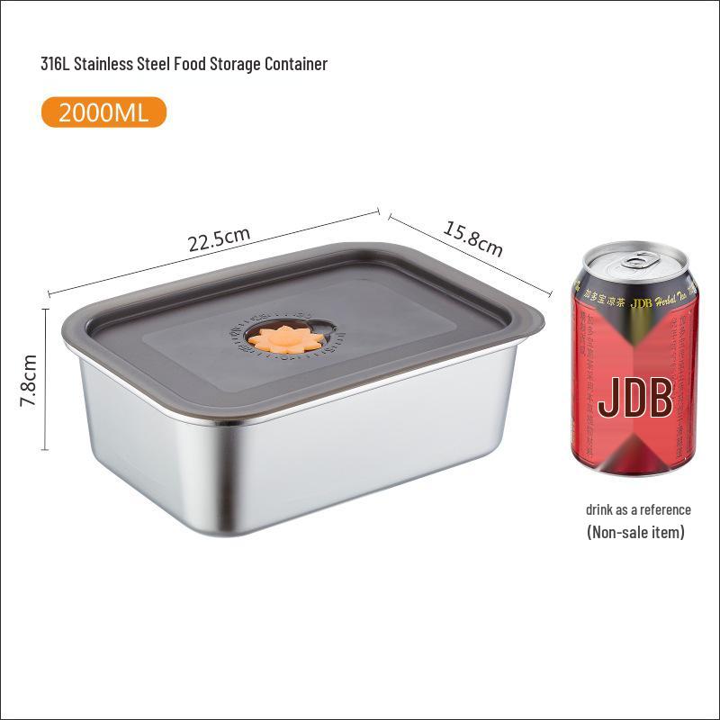 Stainless Steel Fresh-Keeping Lunch Box with Sealed Lid for Refrigerator Storage