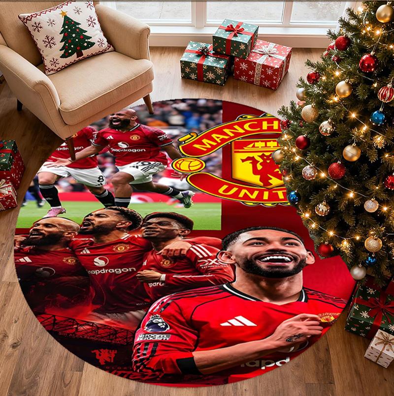 Tappeto Rotondo con Fantasia Football United F.C, Tappetino da Interno/Esterno, per Picnic, Sala Giochi, Camera da Letto, Ufficio, Soggiorno, Tappeto Decorativo per la Casa, Regalo di Compleanno