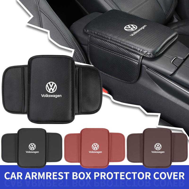 T23-Car Armrest Cover Central Box Mat Storage Protection Pad Accessories For Volkswagen VW T5 Amarok 2013 Tiguan Golf 4 5 6 7