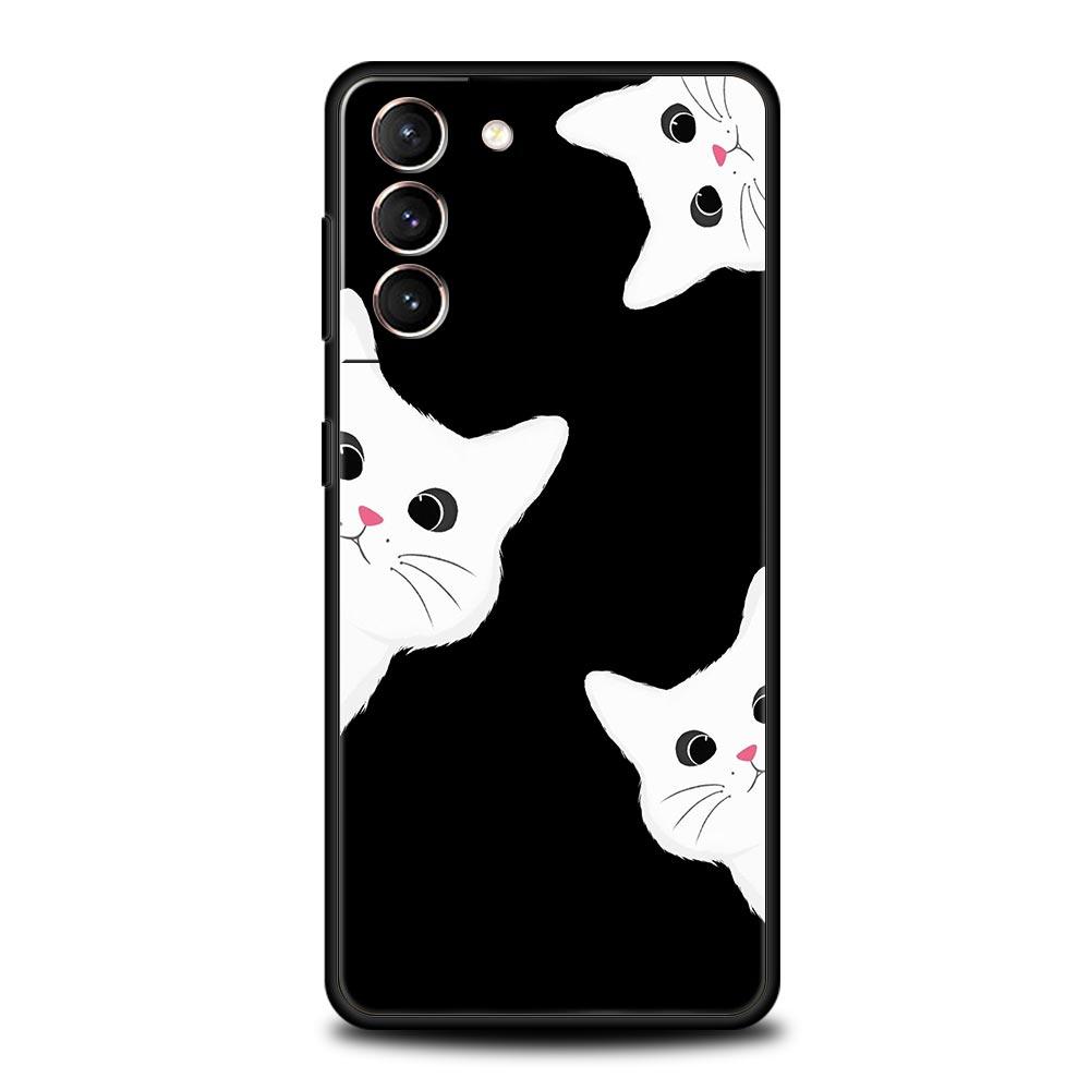 Cute Cat Phone Case For Samsung Galaxy S24 S23 S22 S20 Ultra S21 FE 5G S10 S9 Plus S10E S8 Soft Silicone Cover