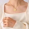 Korean Abstract Portrait Pendant Necklace - Gold Plated Titanium Steel