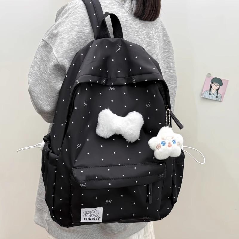 Schoolbag cute schoolbag small fresh bag girl heart polka dot bow backpack versatile high value flash student backpack