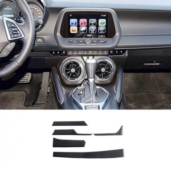 5pcs Carbon Fiber Dashboard Center Panel Cover Strip For Camaro 2016-