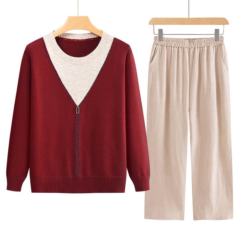 Ultra-Soft Long-Sleeve Sweater for Middle-Aged Women - Perfect for Spring & Autumn