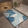 Blue Geometric Pattern Carpet Bathroom Absorbent Anti Slip Rug Dirt Resistant Wear-resistant Entrance Door Mat