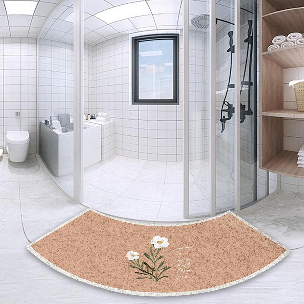 Curved Bath Mat Fan Shaped Foot Rug Bathroom Carpet Thick Floor Mat Environment Friendly Washable Non Slip Bath Rug 40x75cm