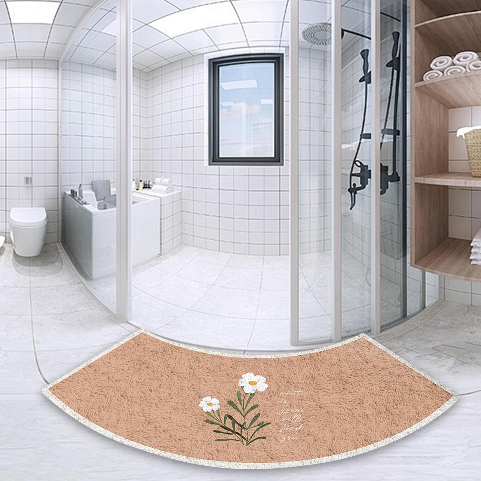 

Изогнутый коврик для ванной в форме веера, коврик для ног, ковер для ванной комнаты, толстый напольный коврик, экологичный, моющийся, нескользящий коврик для ванной 40x75 см