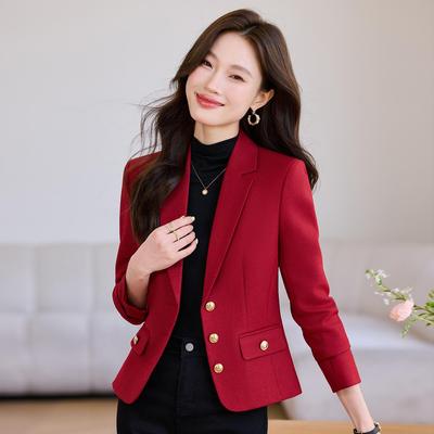 Petite Women's Pink Blazer Jacket: Spring 2025 Fragrant Style Casual Suit for Spring/Autumn