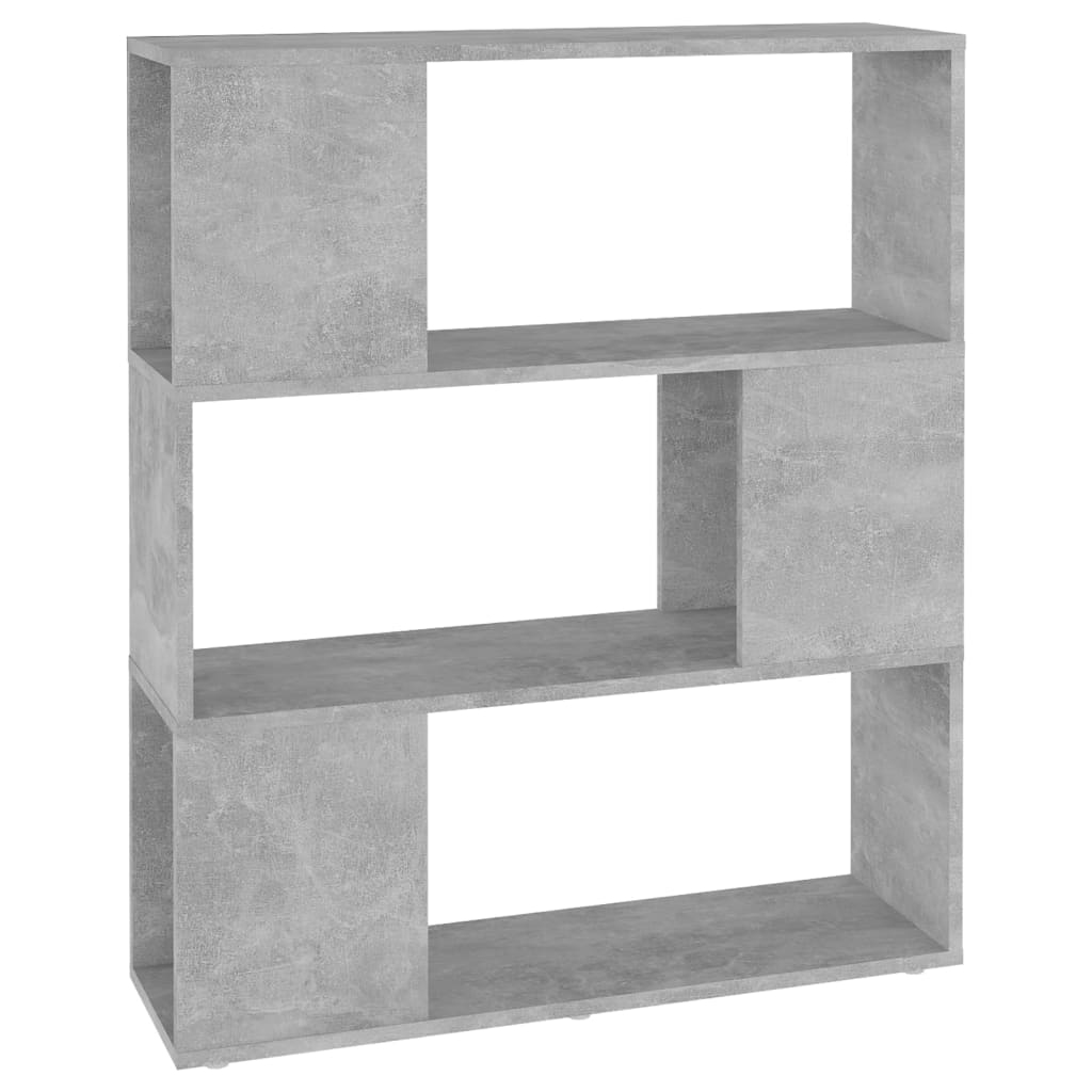 Bookshelf Room Divider Concrete Grey 80 x 24 x 94 cm Wood Based Material