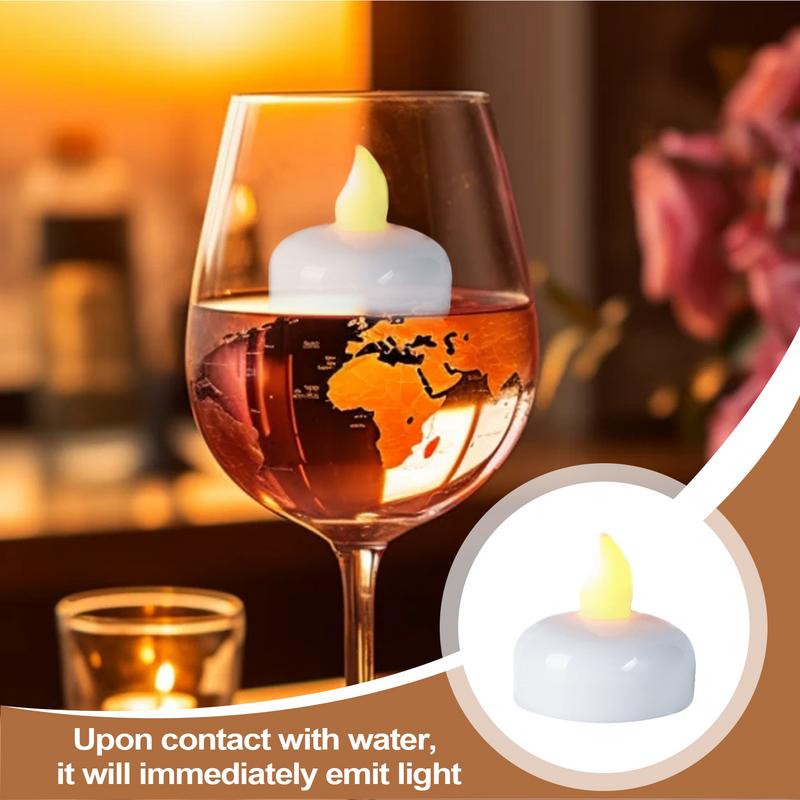 Flameless Floating Candles Small Floating Candles LED Lights 12 Pieces Water Activated Flickering Waterproof Tea Lights Table