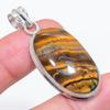 Natural Tiger Eye Gemstone 925 Sterling Silver Jewelry Pendant 1.97" V4V69